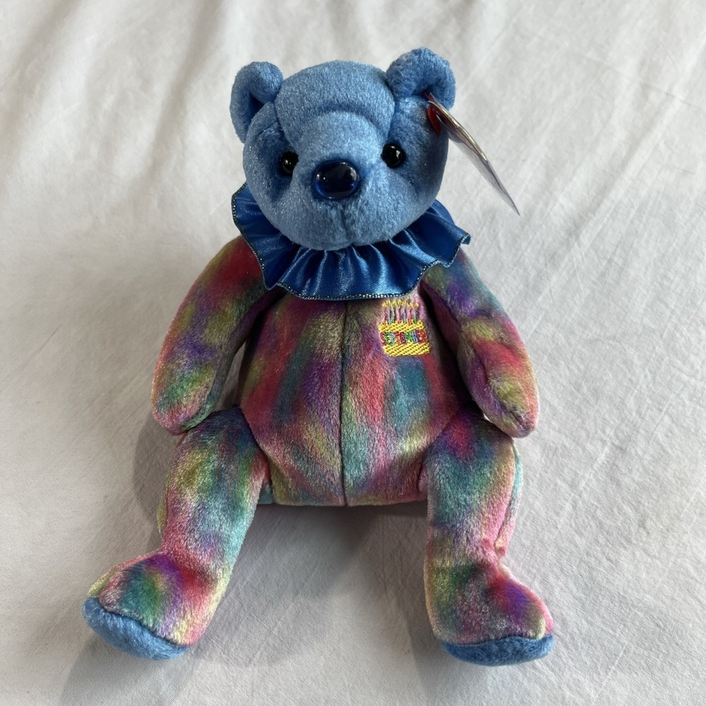 TY Beanie Babies September Birthday Bear Sapphire Nose Limited Edition 2001 wTag